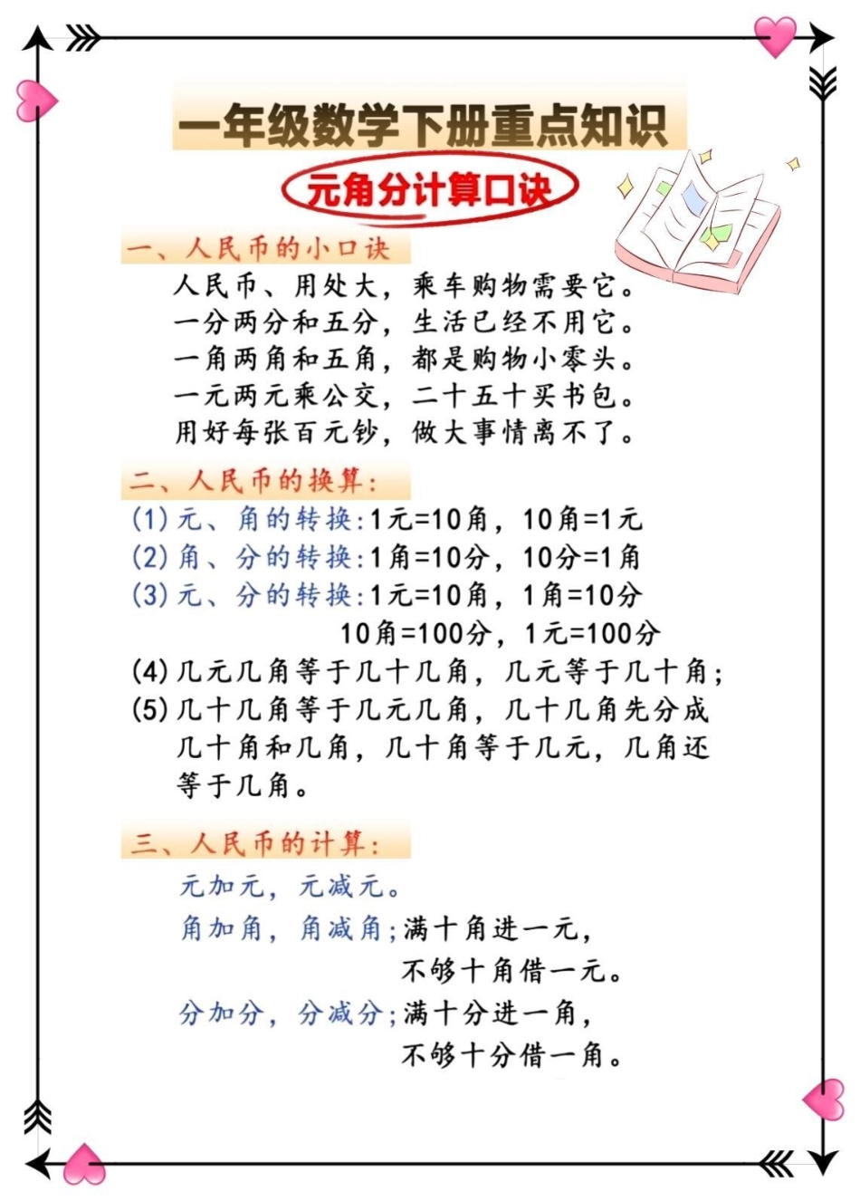 一年级数学下册重点知识点总结。一年级重点知识归纳 一年级数学 学霸秘籍 一年级数学下册 一年级下册重点.pdf_第2页