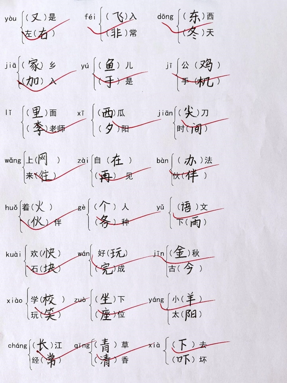 一年级下册1-8单元同音字多音字组词汇总。一年级语文  知识分享 小学语文 语文.pdf_第3页