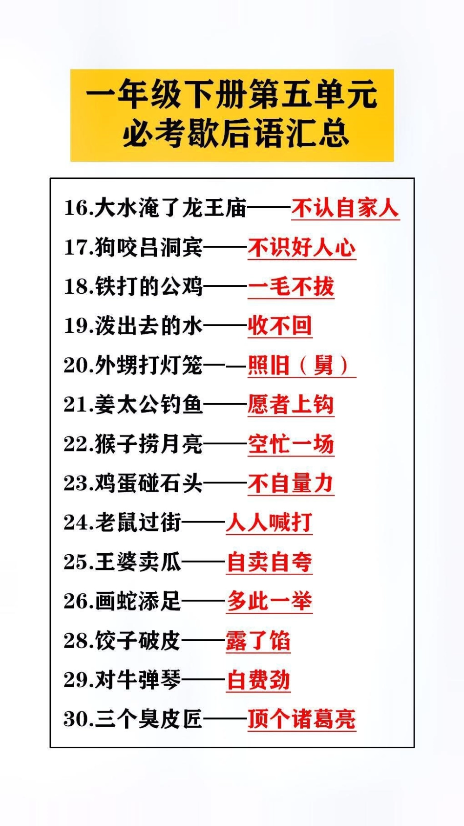 一年级下册第五单元必考歇后语汇总学习 涨知识.pdf_第2页