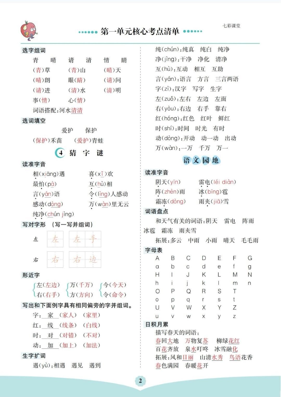 一年级下册核心考点归纳。寒假预习怎么少的了核心考点归纳，电子版已整理好。知识分享 寒假 知识点总结 一年级 一年级重点知识归纳.pdf_第3页