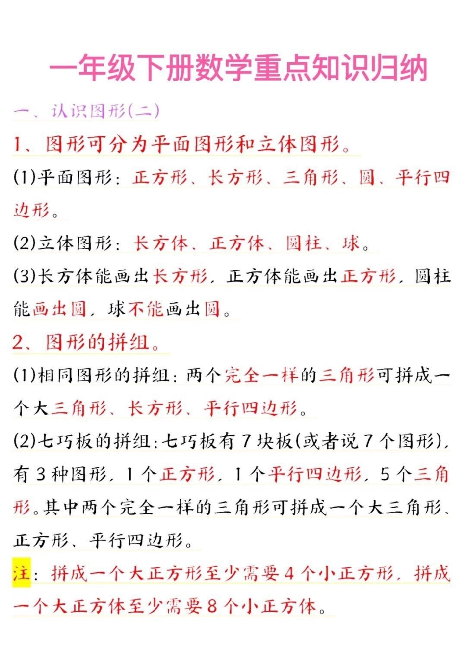 一年级下册数学知识点整理归纳小学数学 教育 学习 数学 数学思维.pdf_第1页