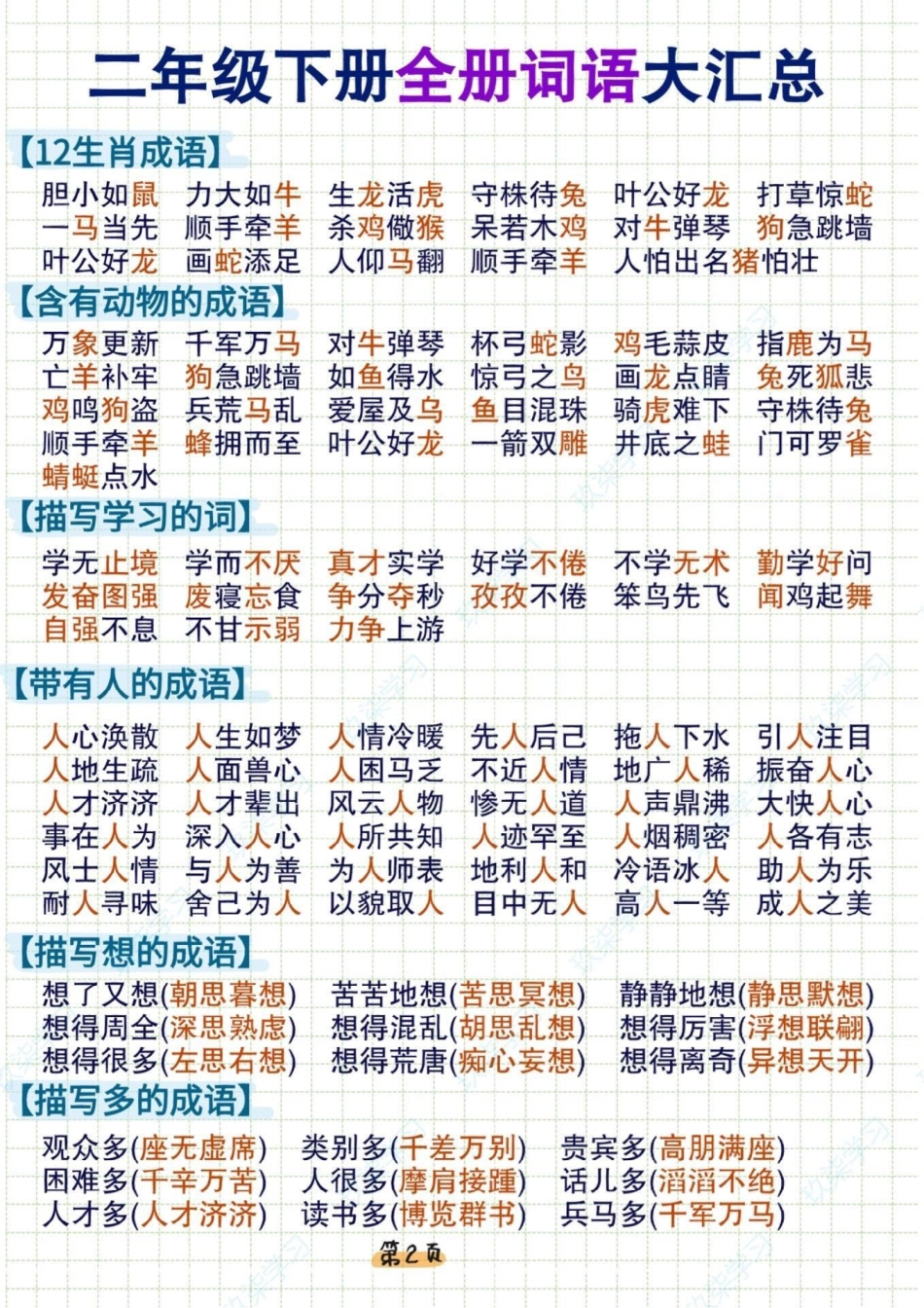 二年级下册语文 全册词语汇总二年级语文下册 词语积累  小学语文知识点 知识点总结  热点 创作者中心.pdf_第2页