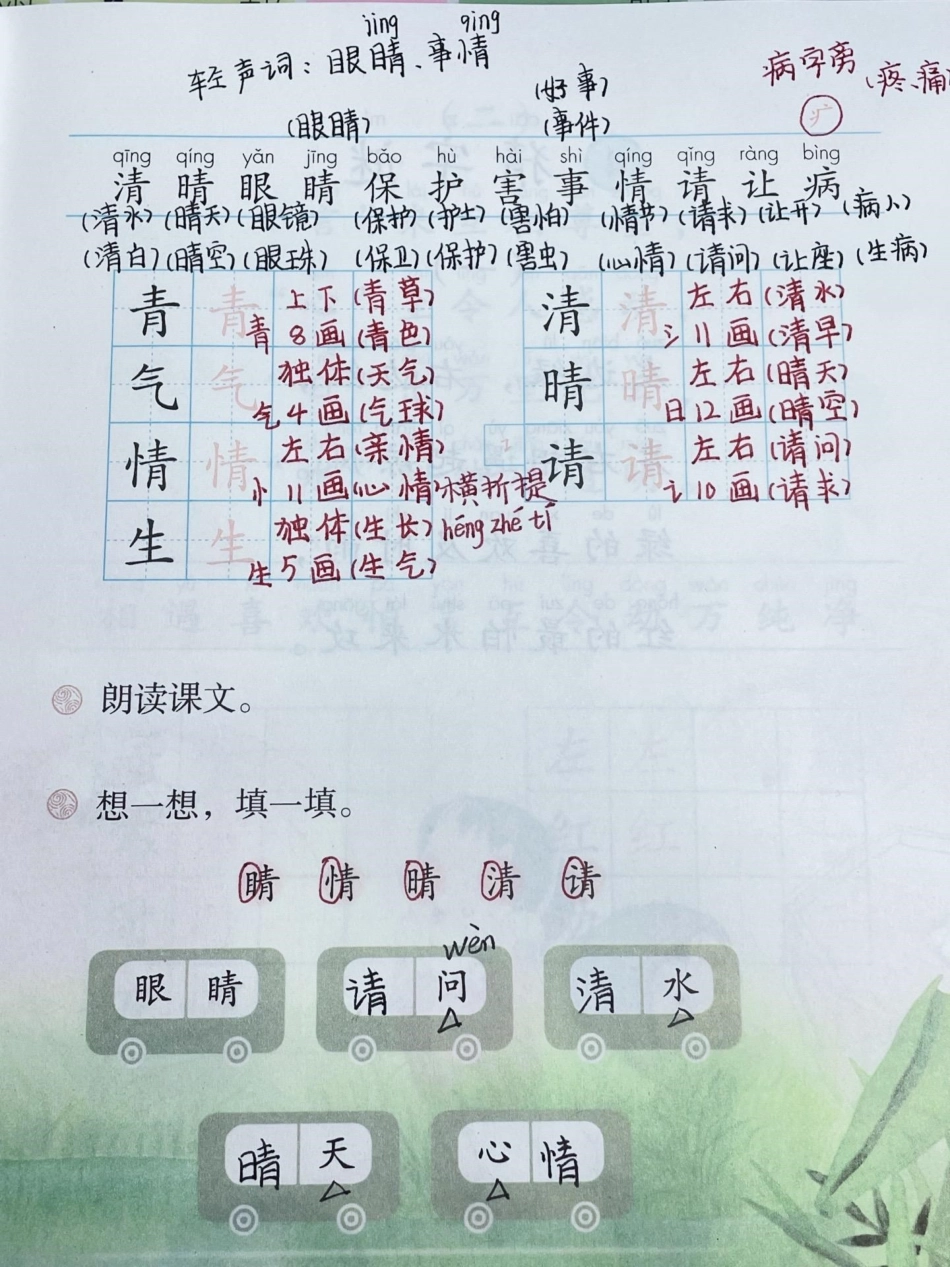 一年级下册语文第三课重点笔记。知识分享 干货 教育 家庭教育 创作灵感.pdf_第2页