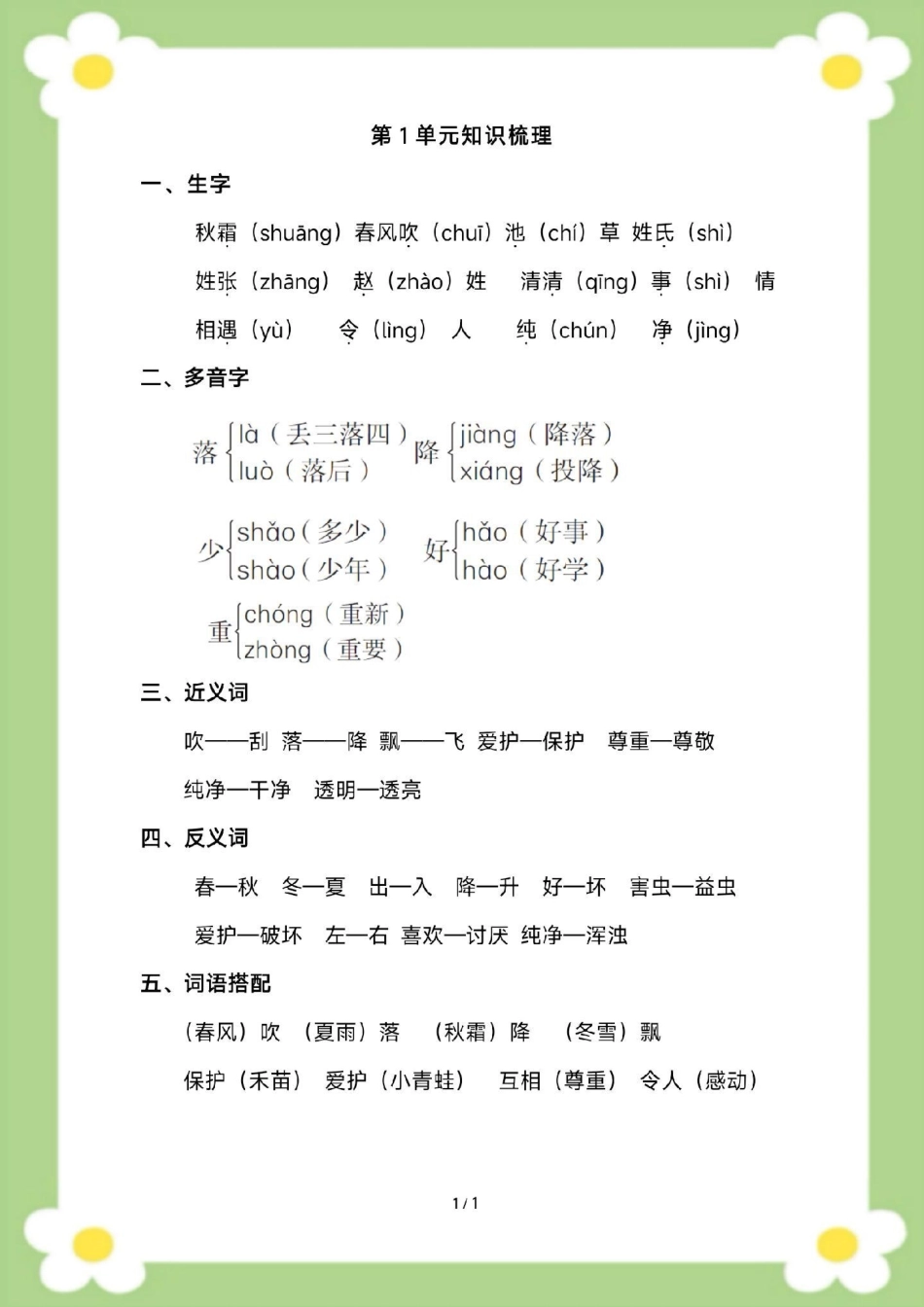 一年级下册语文课堂笔记单元知识汇总。家长保存到相册就可以打印 一年级 必考考点 课堂笔记 学习 开学季.pdf_第2页