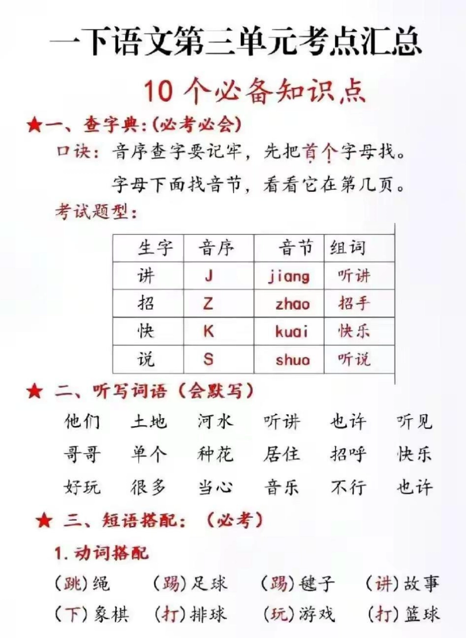 一年级下册语文期末考点汇总一年级语文下册 一年级重点知识归纳 学习资料分享 期末复习.pdf_第3页