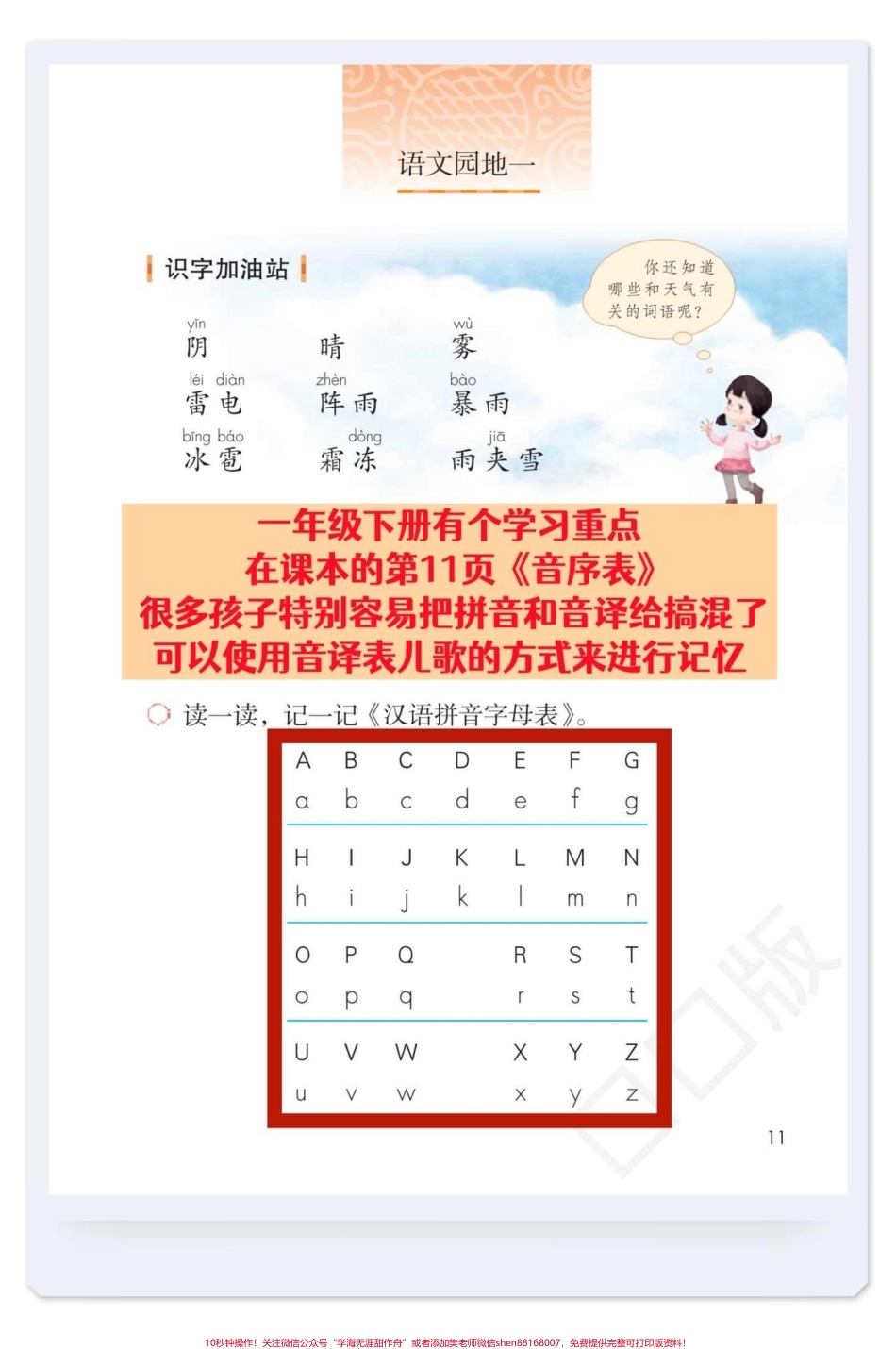 一年级下册语文重点主抓八大专项‼。1⃣ 课本必背内容，明确背诵的一定要会背诵。2⃣ 《音序表》，可以使用音序表儿歌的方式来进行记忆。3⃣查字典，学音序就是为了给孩.pdf_第2页