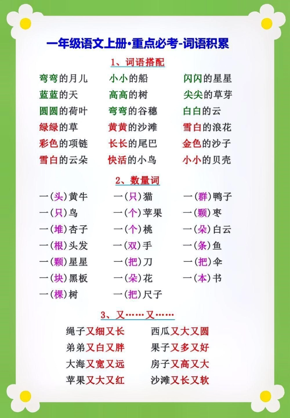 一年级语文词语积累汇总，必须收藏学习教育  知识点总结.pdf_第1页