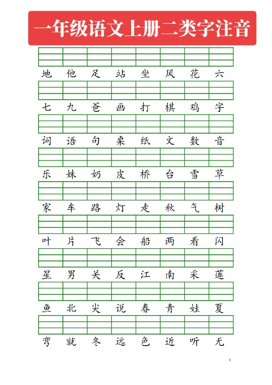 一年级语文上册。二类字注音一年级语文.pdf_第1页