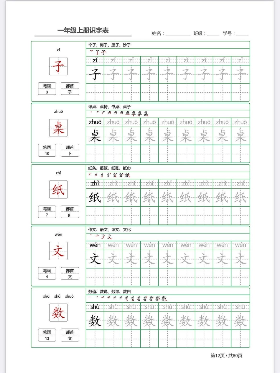 一年级语文上册字体描红笔顺书写格式规范。学霸秘籍 进步一点点 关注我持续更新小学知识 小学语文怎么学 识字.pdf_第3页