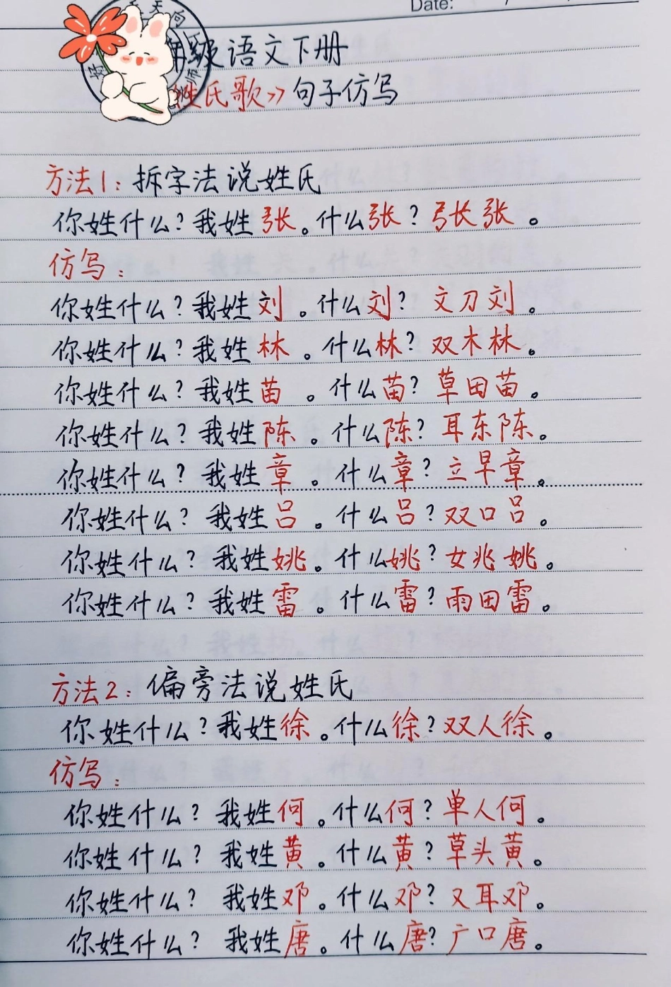 一年级语文下册《姓氏歌》句子仿写。一年级 语文 句子仿写 一年级语文 知识分享.pdf_第3页