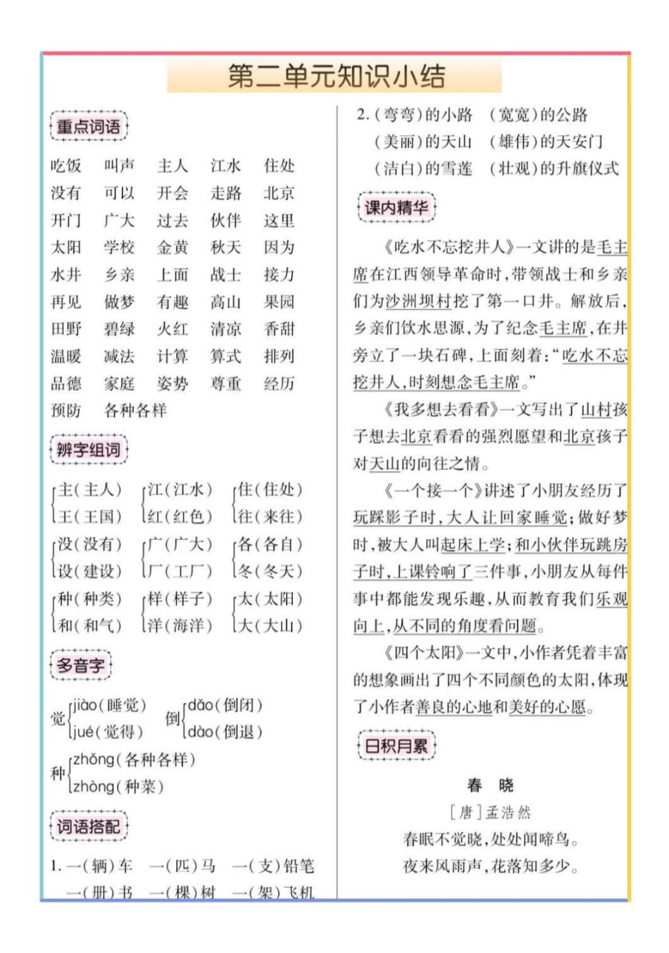 一年级语文下册1-8单元考点总结。一年级 一年级语文下册一年级语文 必考考点 知识点总结.pdf_第2页