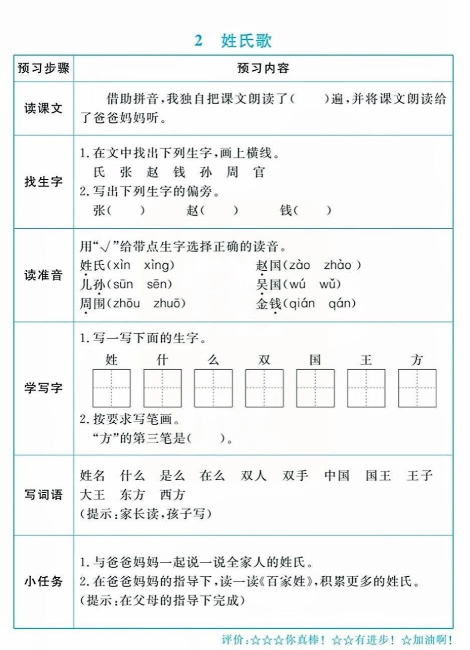 一年级语文下册课前预习单。一年级语文下册课前预习单一年级 一年级语文 课前预习单  语文知识分享.pdf_第3页