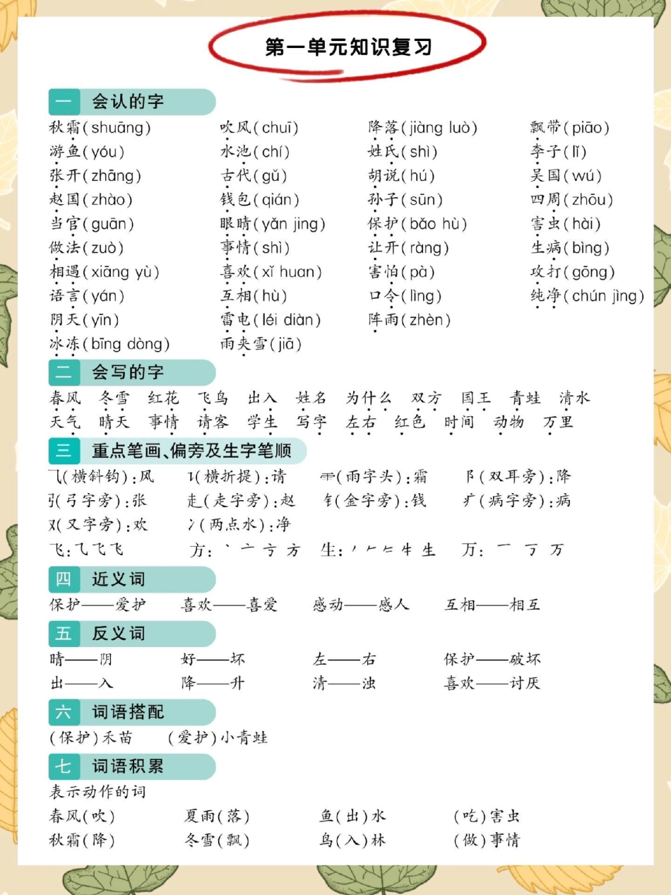 一年级语文下册期末考点汇总。期末试卷 一年级语文下册 必考考点 一年级重点知识归纳 知识点总结.pdf_第2页