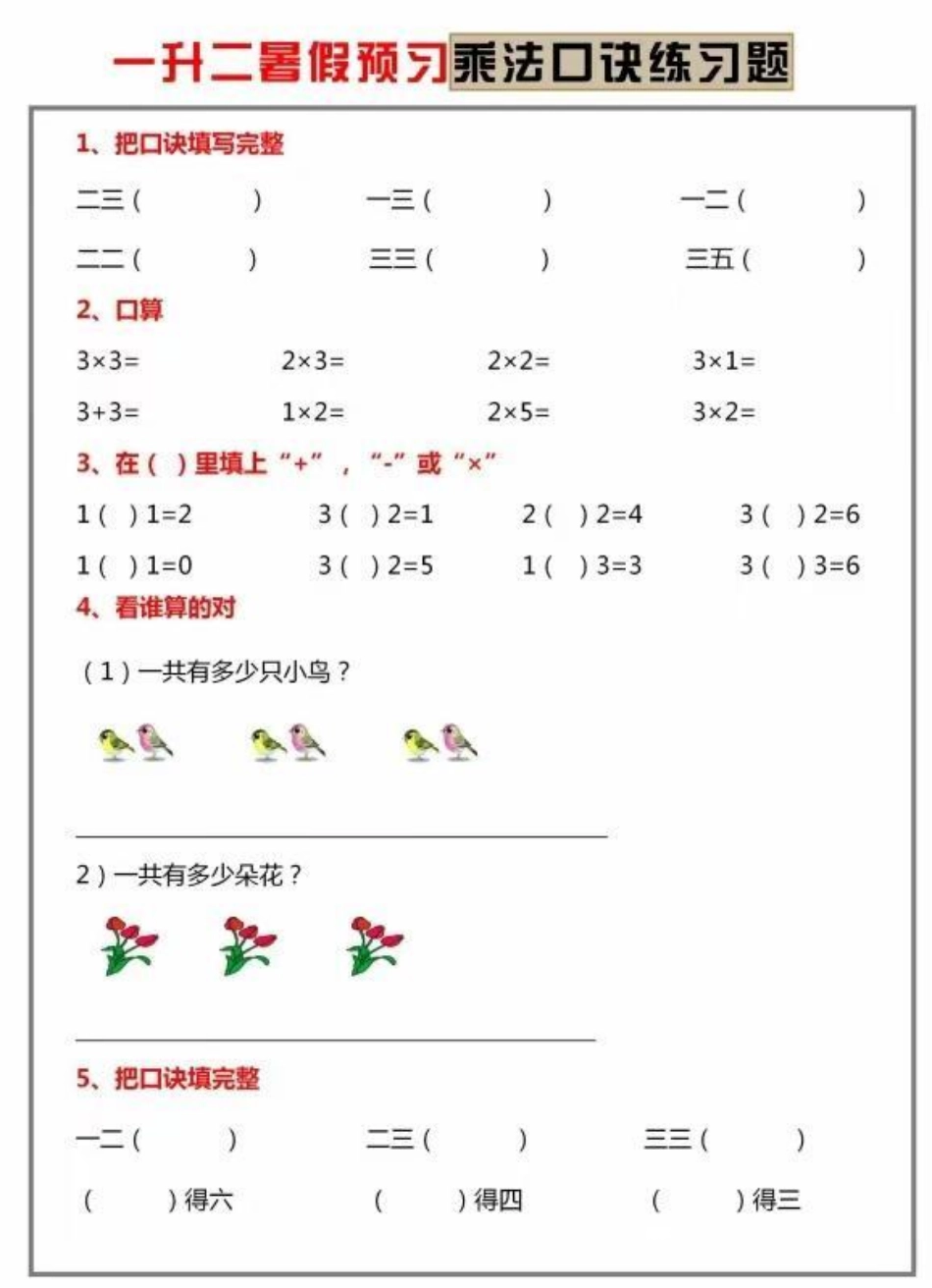 一升二数学乘法口诀关注我持续更新小学知识 一年级 学习资料分享 小学语文必考知识点盘点.pdf_第1页