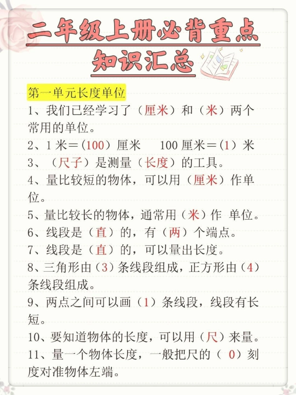 一升二数学暑假必备重点知识汇总。知识点总结 暑假 一升二 暑假预习 学霸秘籍.pdf_第2页