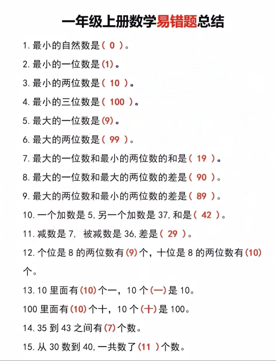 知识点总结 必考考点 一年级.pdf_第1页