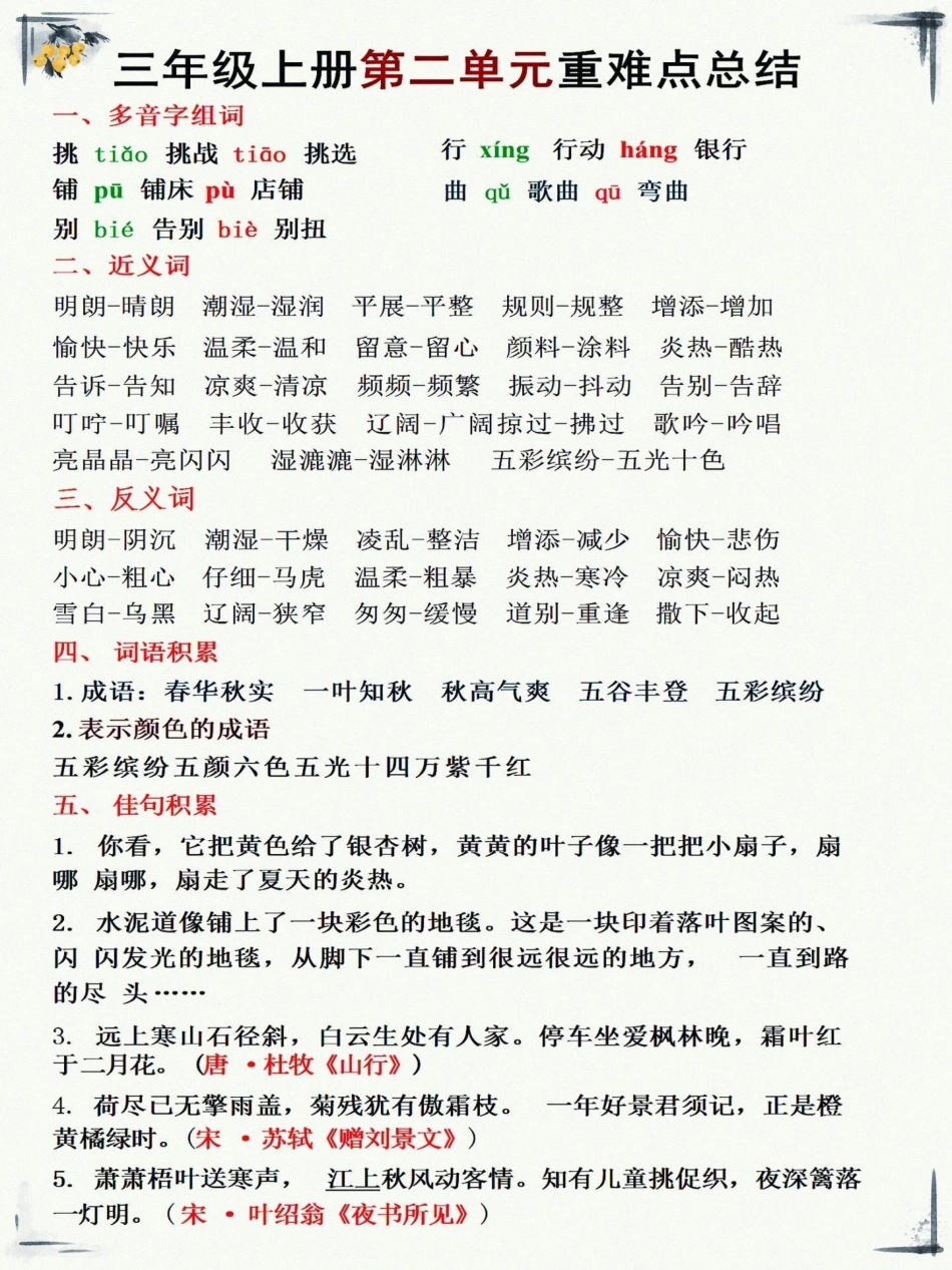 三年级上册语文1—8单元知识汇总。三年级上册语文1—8单元知识汇总，家长们赶紧收藏给孩子打印出来开学备用知识点总结 三年级上册语文 学习资料分享 三年级语文重点归纳.pdf_第2页