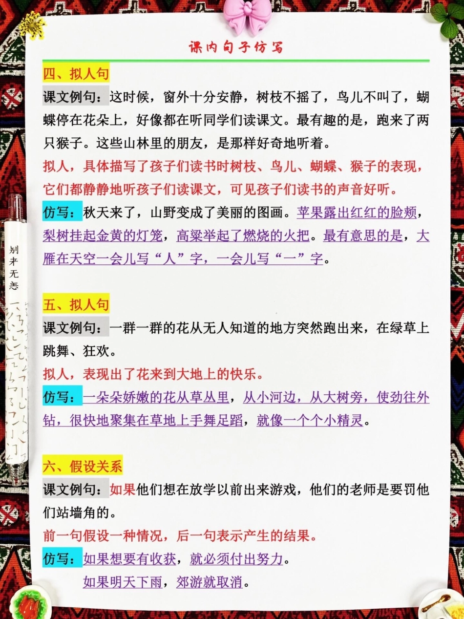 三年级上册语文仿写句子，老师精心整理，家。长给孩子打印出来学一学吧！二升三 暑假预习 三年级语文.pdf_第3页