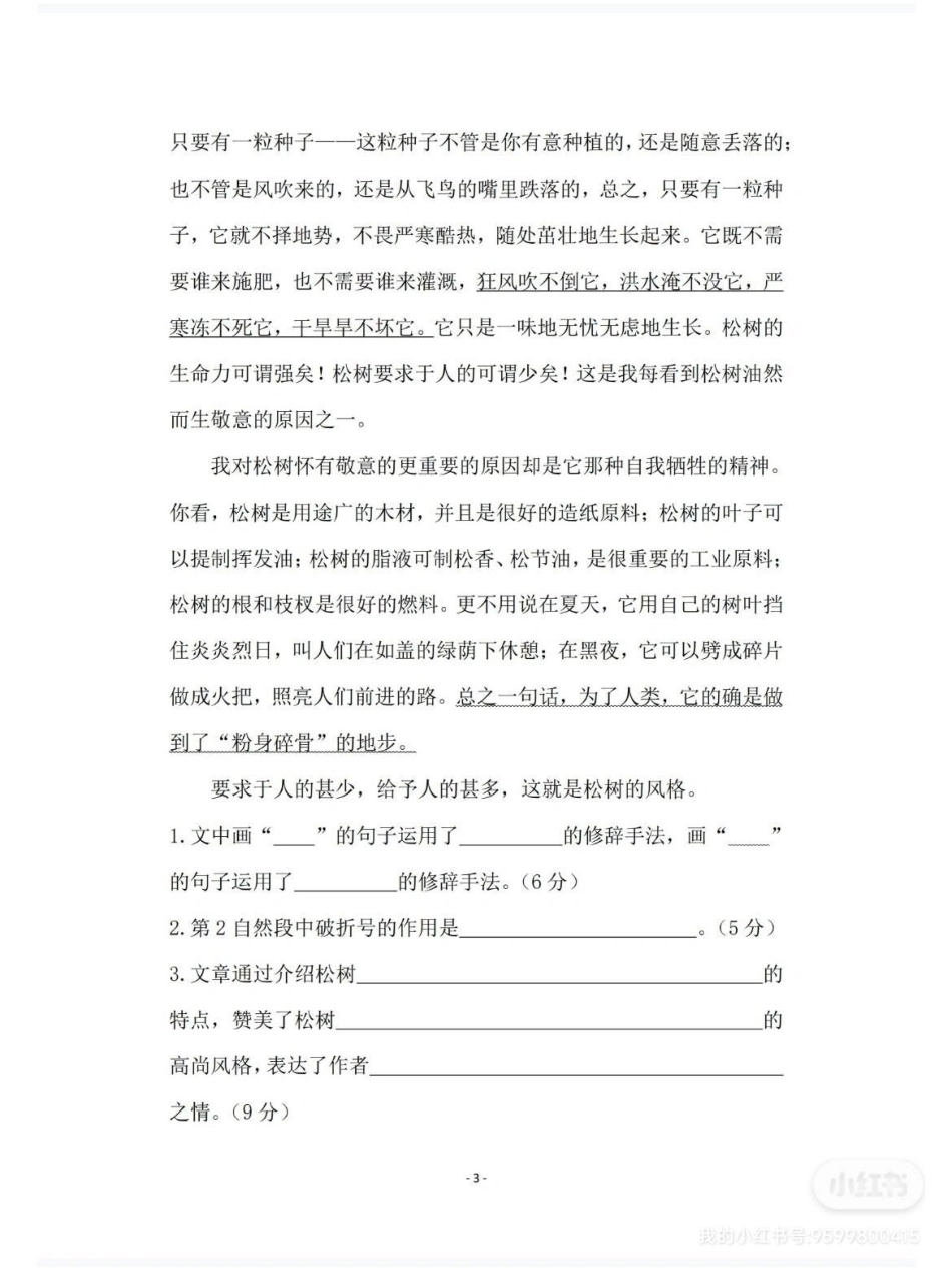 家长们接好，四年级开学摸底考试，附答案 陪读妈妈 - 副本.pdf_第3页