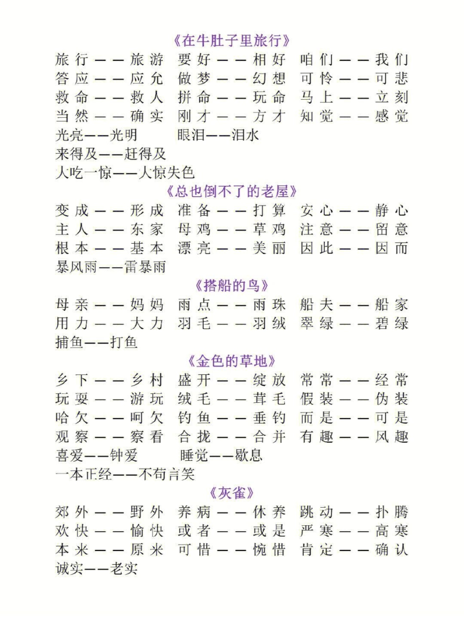 三年级上册语文全册近反义词汇总大全知识点总结 小学知识点归纳 学习 三年级.pdf_第2页