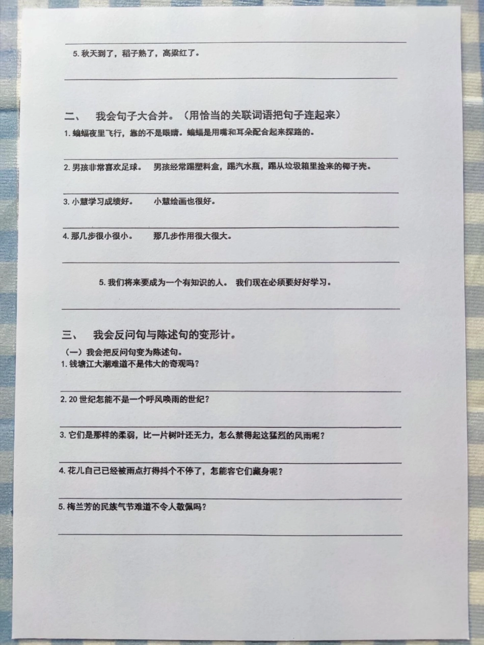 四年级上册多句式测试，考试就像抄答案。多句式专项练习，四年级上册语文重点资料。每个孩子都容易出错，一定要练习。有完整空白卷附答案有电子版可打印四年级语文上册 小学语文怎么学 日积月累学语文 句式训练.pdf_第2页