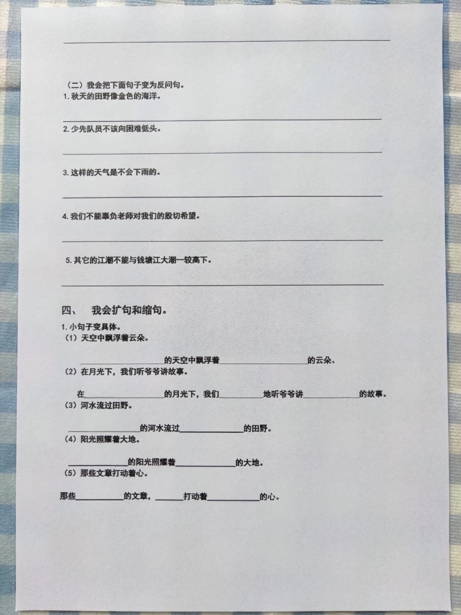 四年级上册多句式测试，考试就像抄答案。多句式专项练习，四年级上册语文重点资料。每个孩子都容易出错，一定要练习。有完整空白卷附答案有电子版可打印四年级语文上册 小学语文怎么学 日积月累学语文 句式训练.pdf_第3页