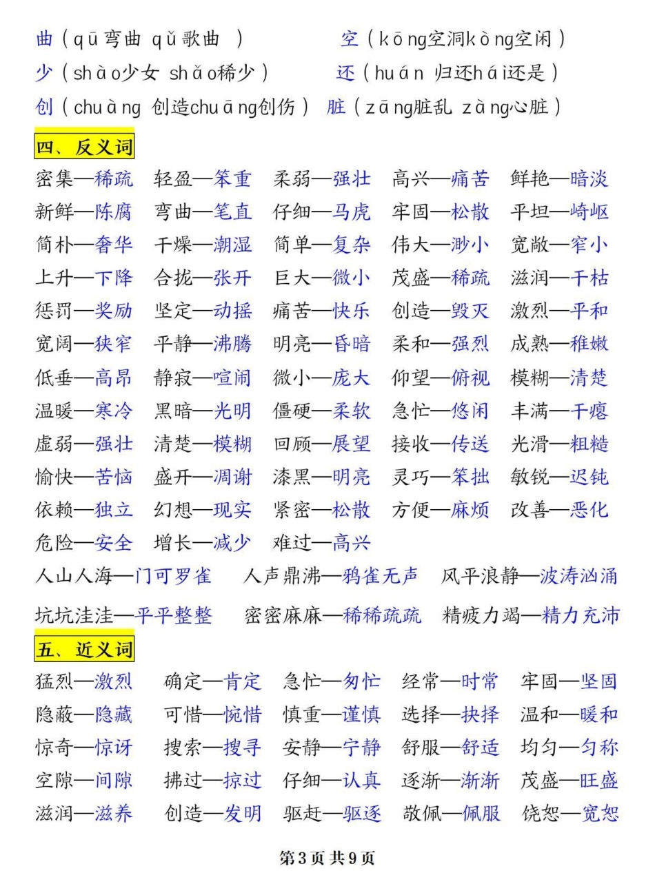 四年级上册语文期中复1-4单元可以考点总。四年级 四年级语文 四年级上册语文 期中考试 关注我持续更新小学知识.pdf_第3页