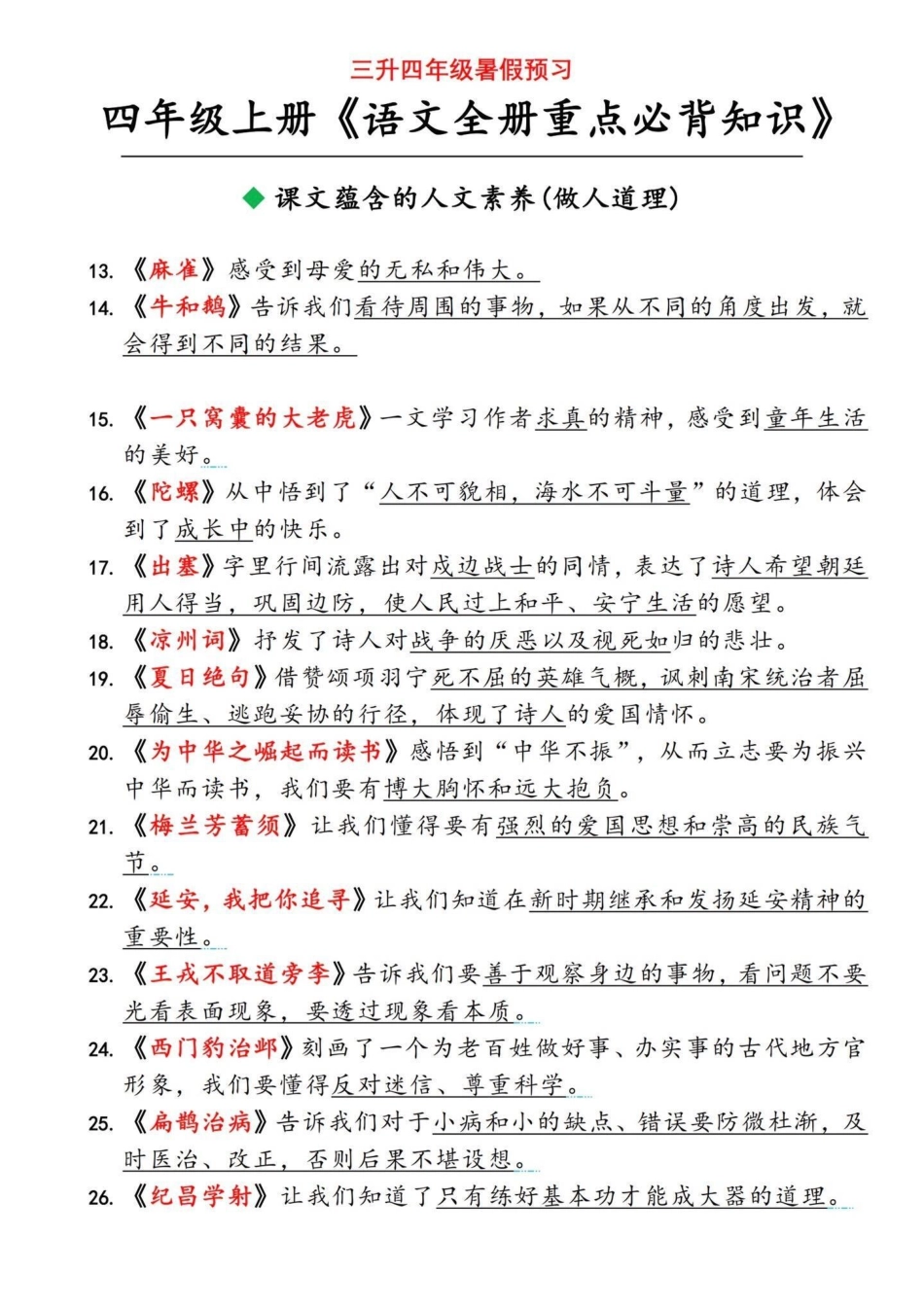 四年级上册语文语文全册重点必背知识。四年级语文上册必背，可以长按保存电子滴滴四年级上册语文 四年级语文上册 小学四年级语文 四年级语文预习 四年级语文必背课文 - 副本.pdf_第3页