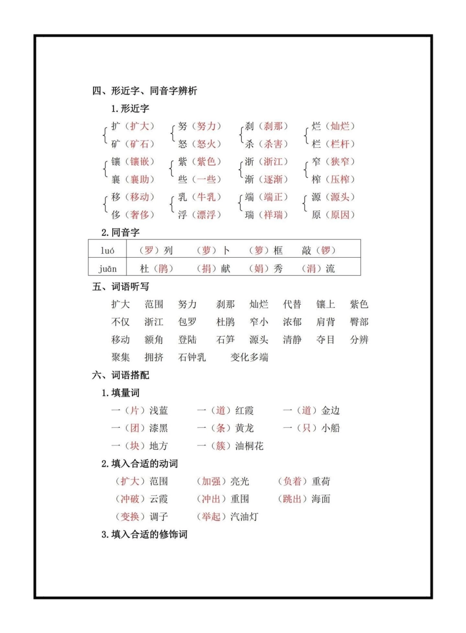 四年级下册语文第五单元知识点四年级语文 四年级语文知识点总结 学习资料分享 知识点总结 语文知识分享.pdf_第2页