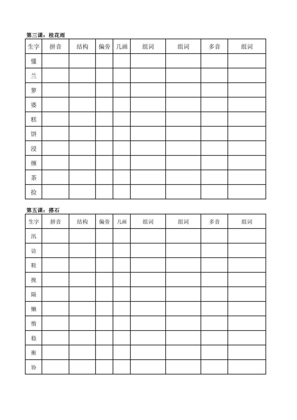 暑假预习‼五年级上册语文生字预习单。暑假语文预习必备‼五年级上册语文生字预习单暑假预习 五年级上册语文 生字预习 生字预习卡 同步生字.pdf_第2页