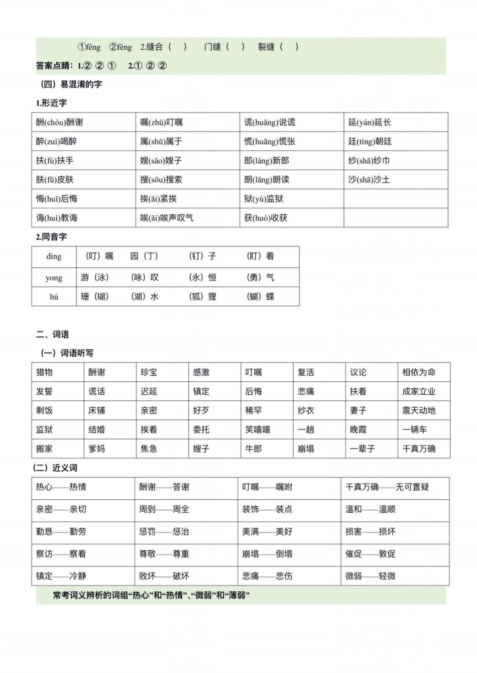 五年级上册语文期中基础复习3—4单元五年级上册语文 期中复习 语文期中复习  语文期中考试复习重点 学习资料分享.pdf_第3页