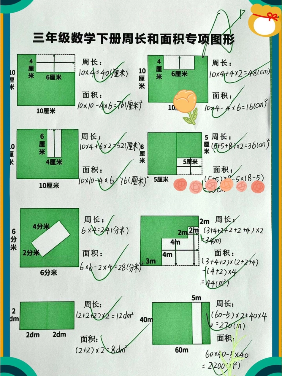 三年级下册数学必考周长与面积计算应用题小学数学  教育 必考考点 数学思维.pdf_第1页