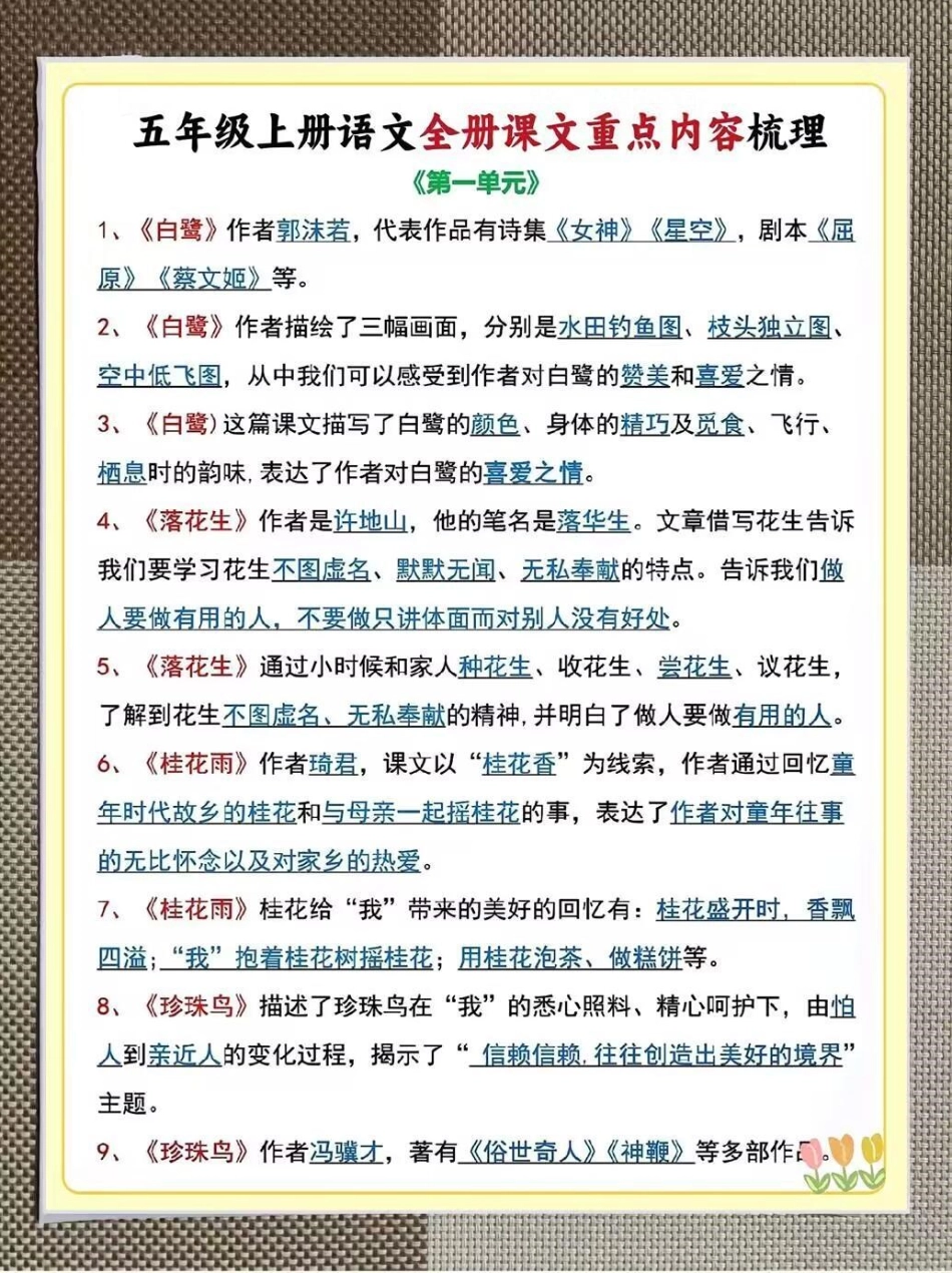 五年级语文上册各单元必考知识点汇总家长打印一份出来给孩子读一读，帮助孩子更好的掌握新学期知识点。五年级五年级上册语文开学必备 五年级语文知识点.pdf_第2页