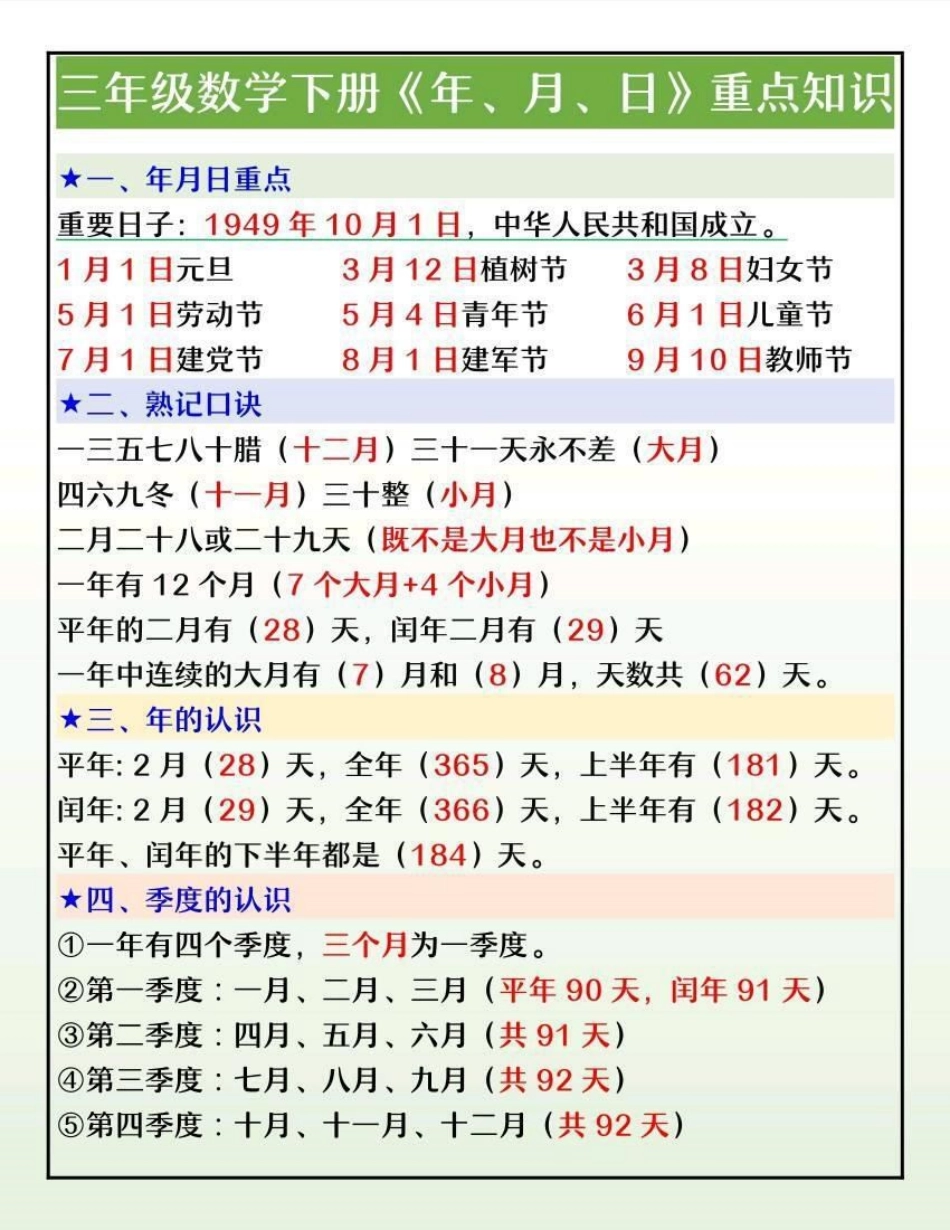 三年级下册数学年月日重点必考小学数学 数学 学习.pdf_第1页