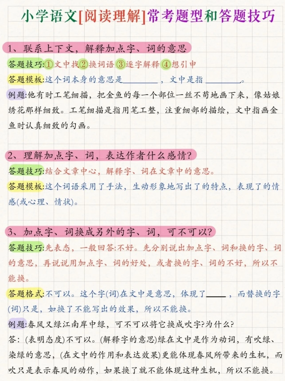 小学语文阅读理解常考题型答题方法。小学语文阅读理解常考题型答题方法小学语文 语文阅读理解的技巧和方法 语文阅读理解万能公式 答阅读理解题技巧 学习资料分享.pdf_第2页