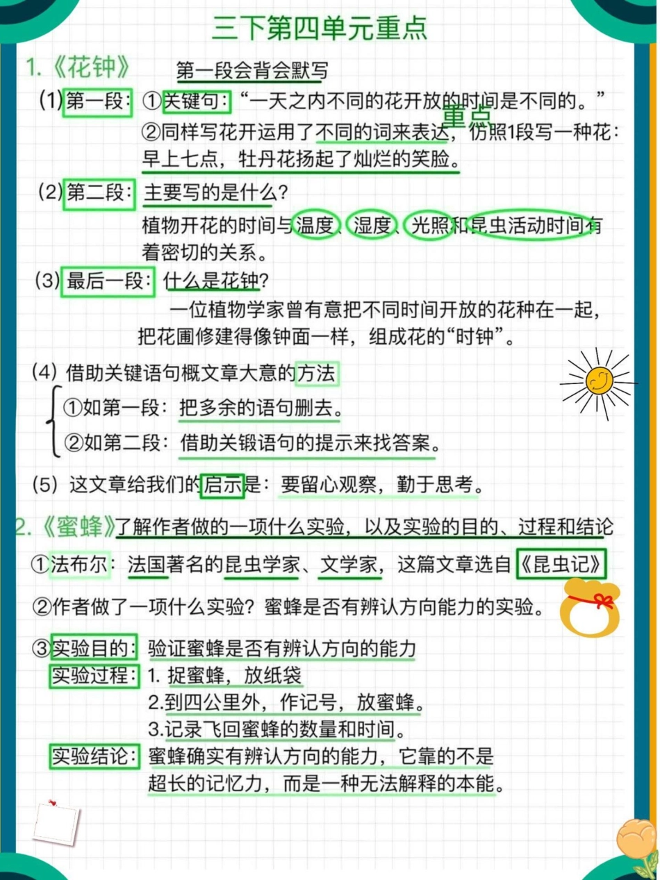 三年级下册语文第四单元重点 知识点总结 教育 必考考点 小学语文.pdf_第1页