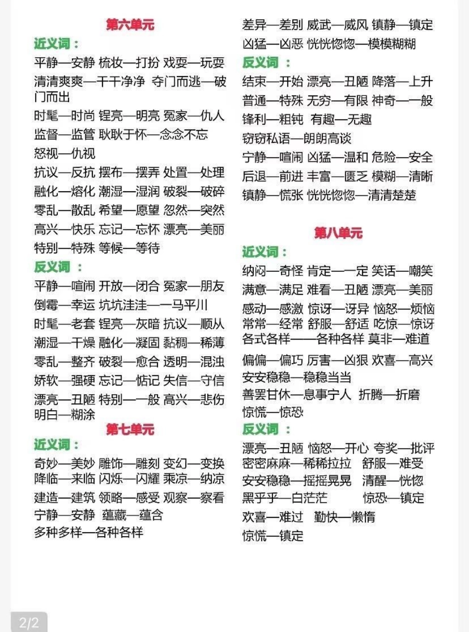 三年级下册语文近反义词汇总.pdf_第2页