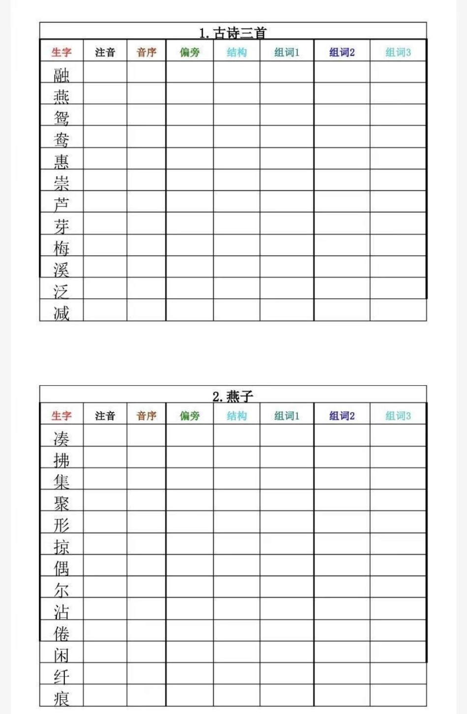 三年级下册语文生字卡片，家长收藏.pdf_第1页