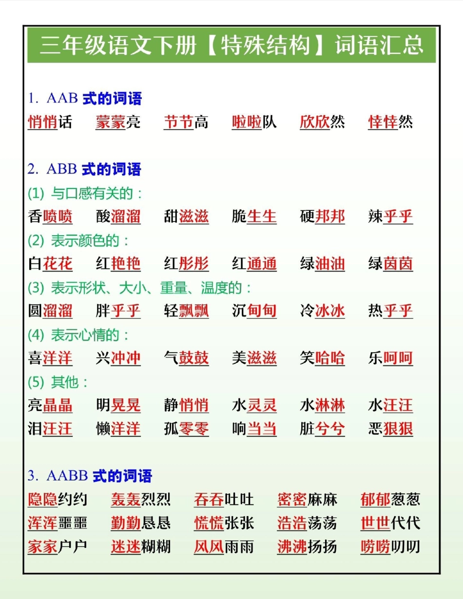 三年级下册语文特殊词语积累大盘点小学语文 三年级语文 教育 学习.pdf_第1页