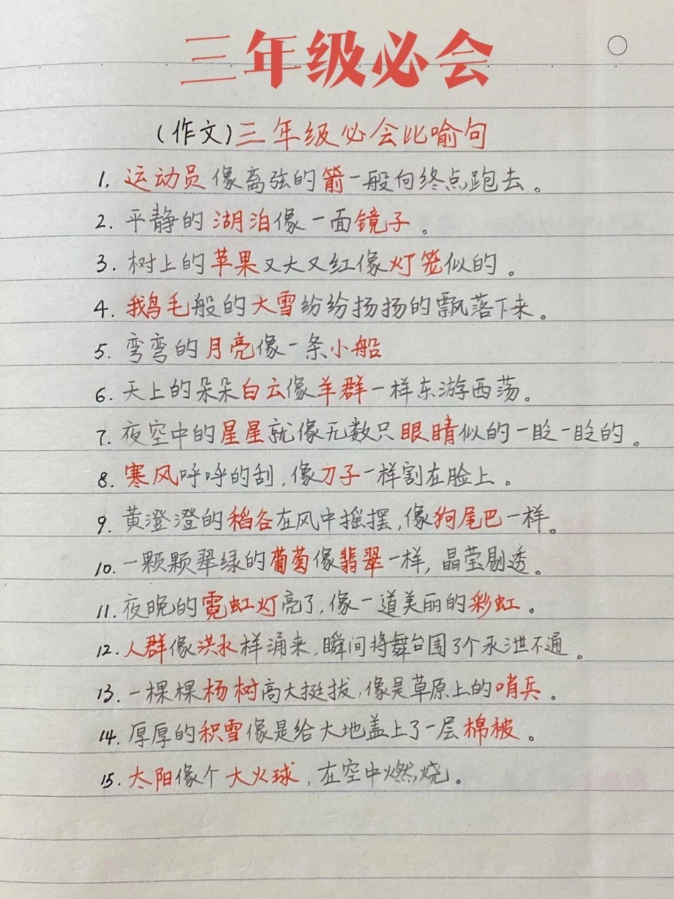 三年级写作必会的比喻句小学语文.pdf_第1页