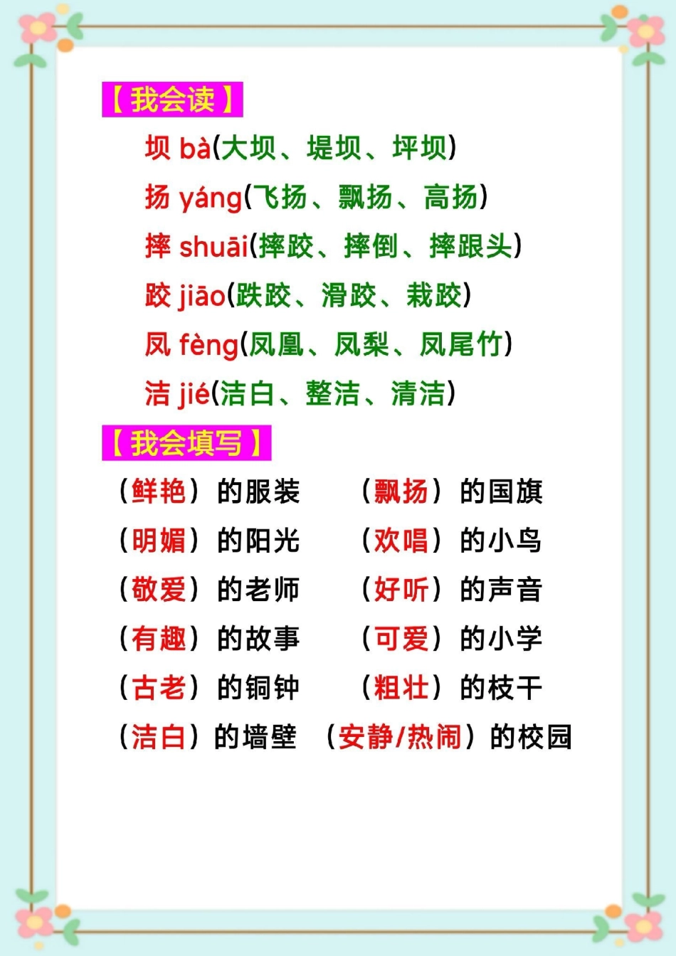 三年级语文知识点总结。三年级语文 课堂笔记 暑假预习 三年级语文第一课大青树下的小学课堂笔记 知识点总结 生字组词造句近反义词多音字词语搭配中心思想课后习题.pdf_第3页