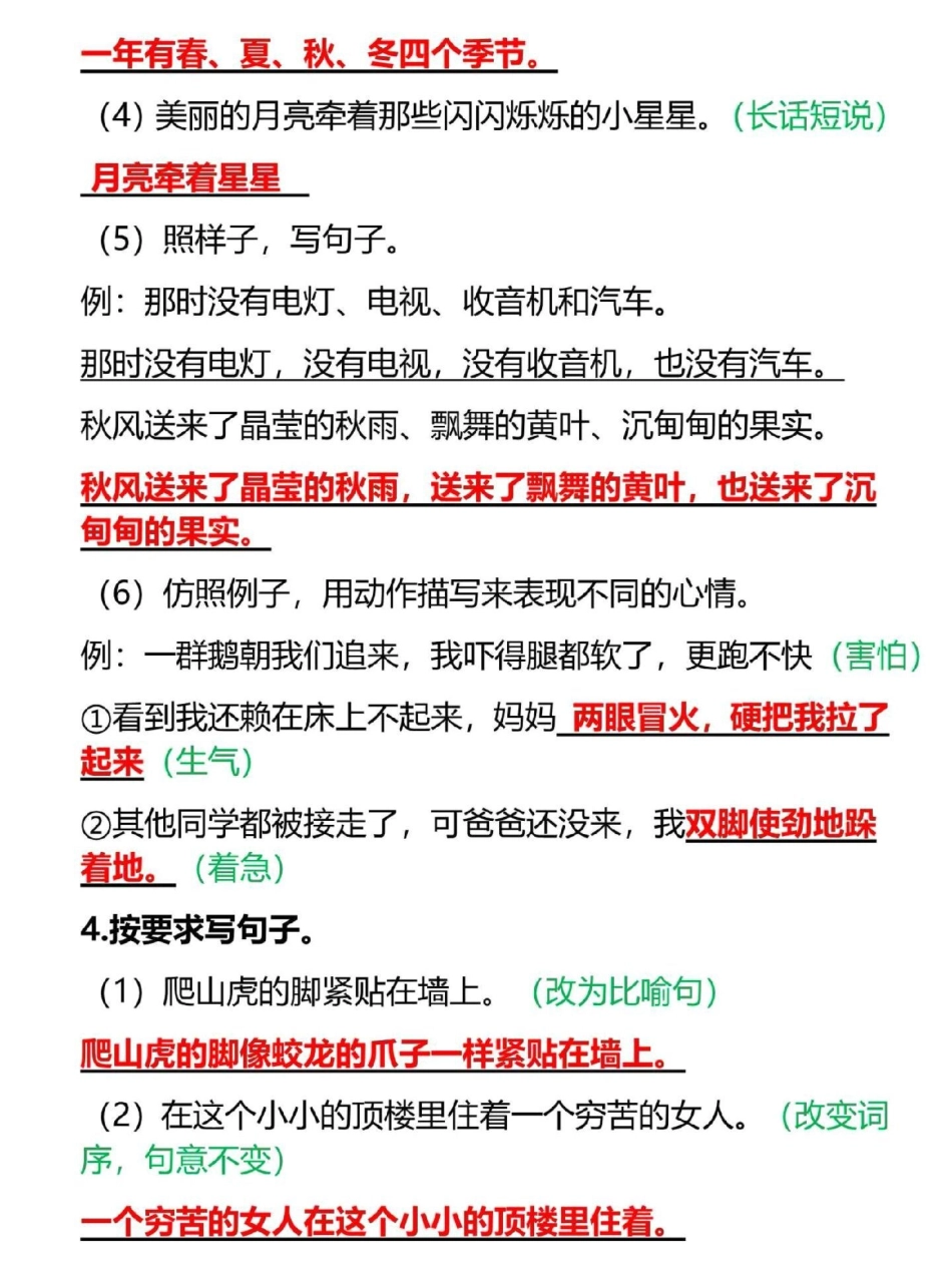 三升四语文暑假衔接，句式天天练专项。包含各类句子常考题型，有完整版带答案三升四 暑假作业 四年级上册语文 四年级语文.pdf_第3页