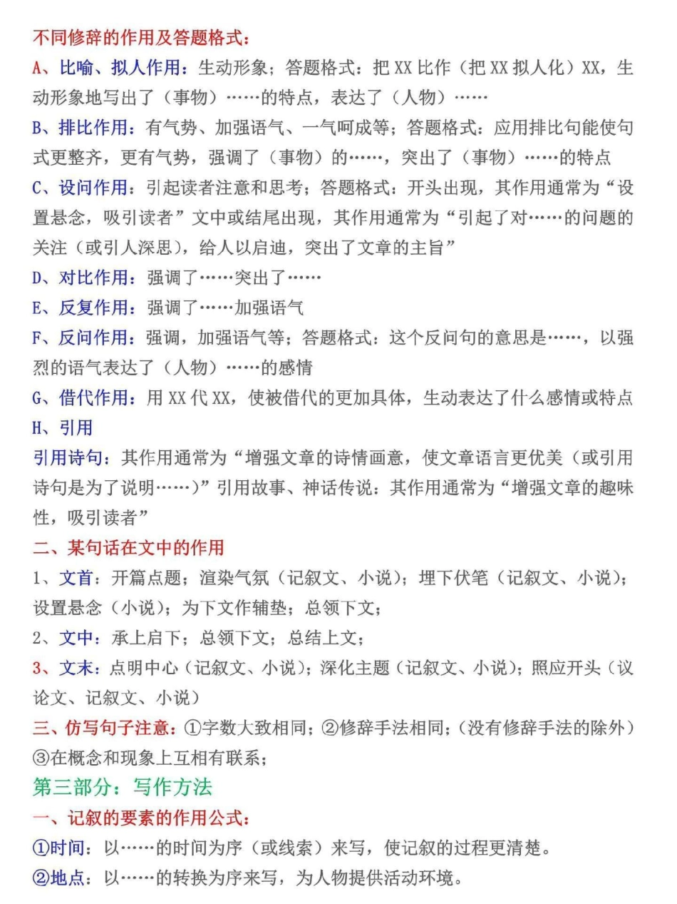 小学三年级语文阅读理解答题公式。三年级开始阅读理解越来越重要，家长替孩子收藏这份答题公式三年级语文 三年级 小学语文 语文阅读答题技巧.pdf_第2页