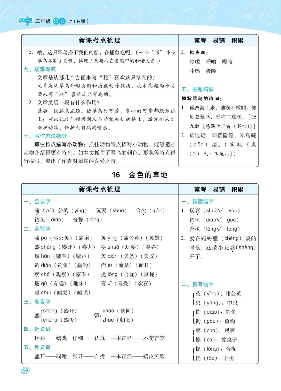 语文学习重在每日积累沉淀，三年级语文每课名师知识点梳理来了三年级上册语文 三年级语文重点归纳 学习资料分享 知识点总结.pdf_第3页