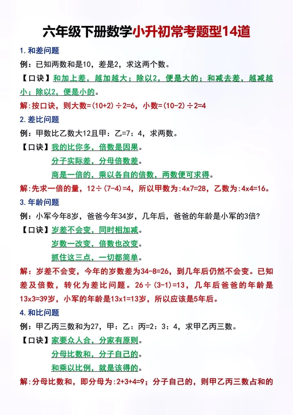 六年级数学下册必考题。 六年级数学下册必考题，出题量大，也是重难点，马上给孩子打印出来练一练吧六年级数学 应用题 必考考点六年级下册数学.pdf_第2页