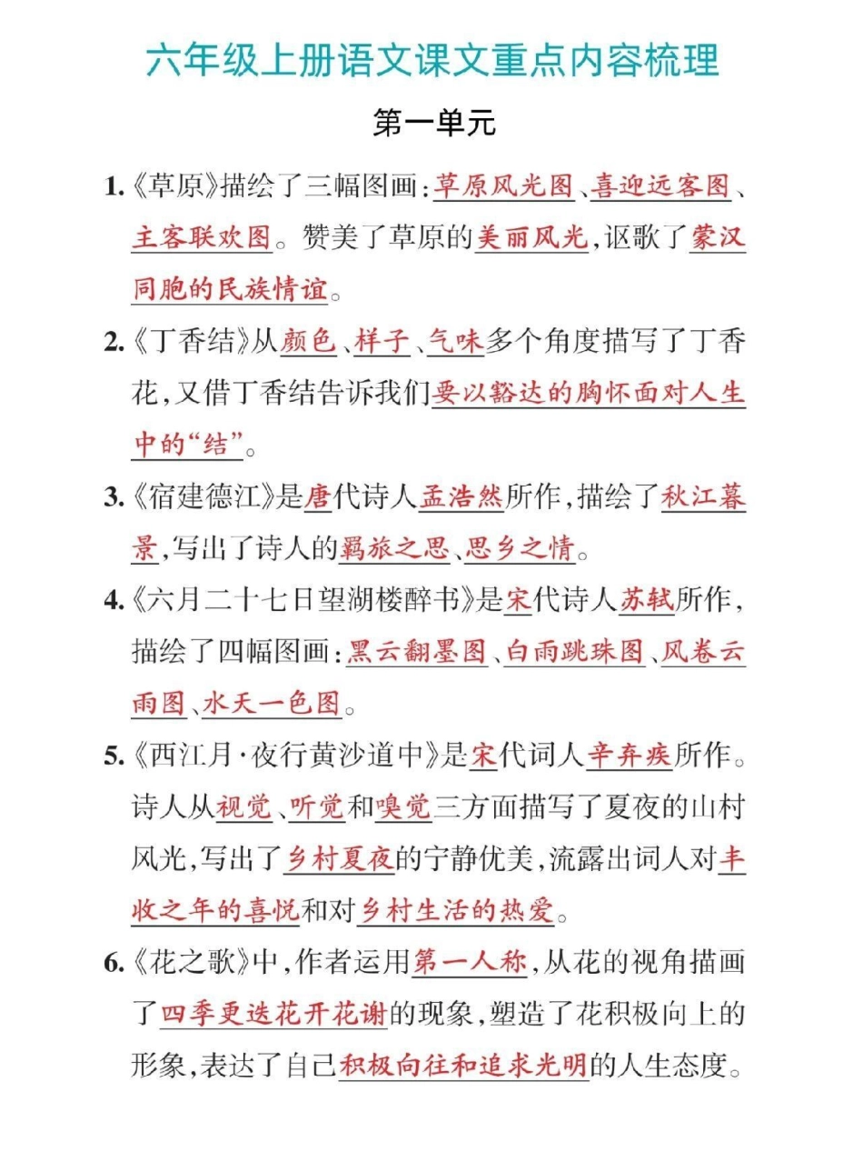 六年级语文重点知识，背完它考试基础不扣分知识点总结 小学语文.pdf_第1页