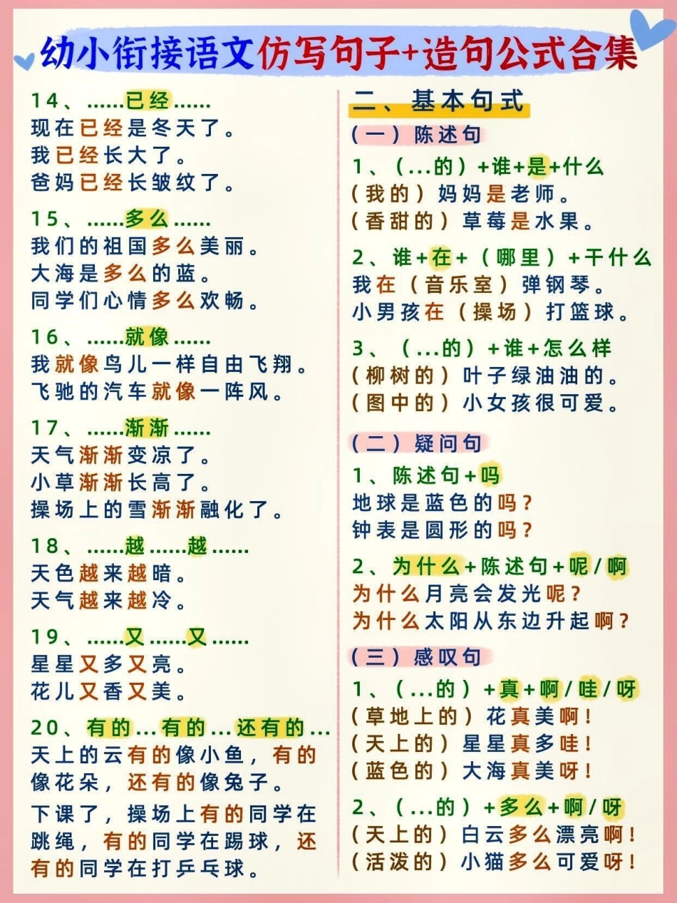 幼小衔接语文仿写句子+造句。 知识点总结 开学必备 幼小衔接 大语文  创作者中心 热点宝.pdf_第2页