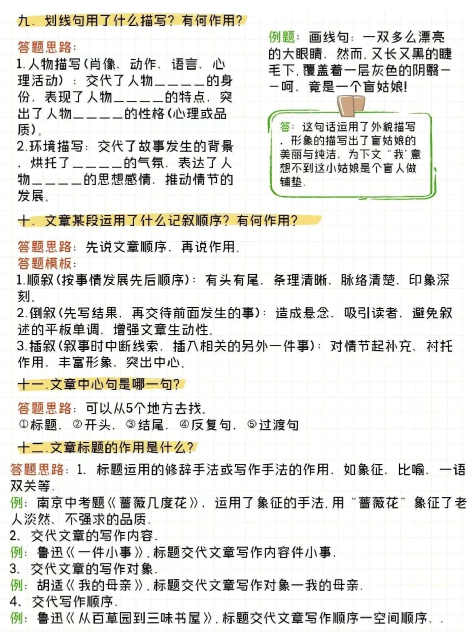 语文阅读满分答题模板，学好了孩子成绩蹭蹭涨，可以下载打印给孩子看语文.pdf_第3页