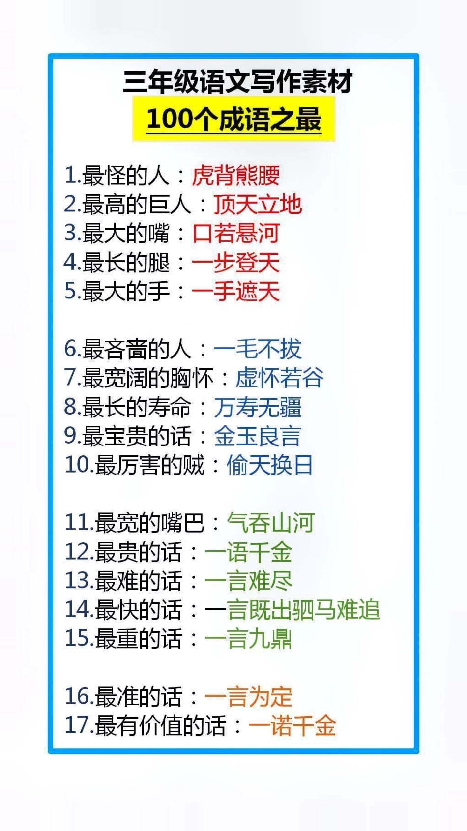 100个成语之最，父母替孩子保存起来吧！必考考点.pdf_第1页