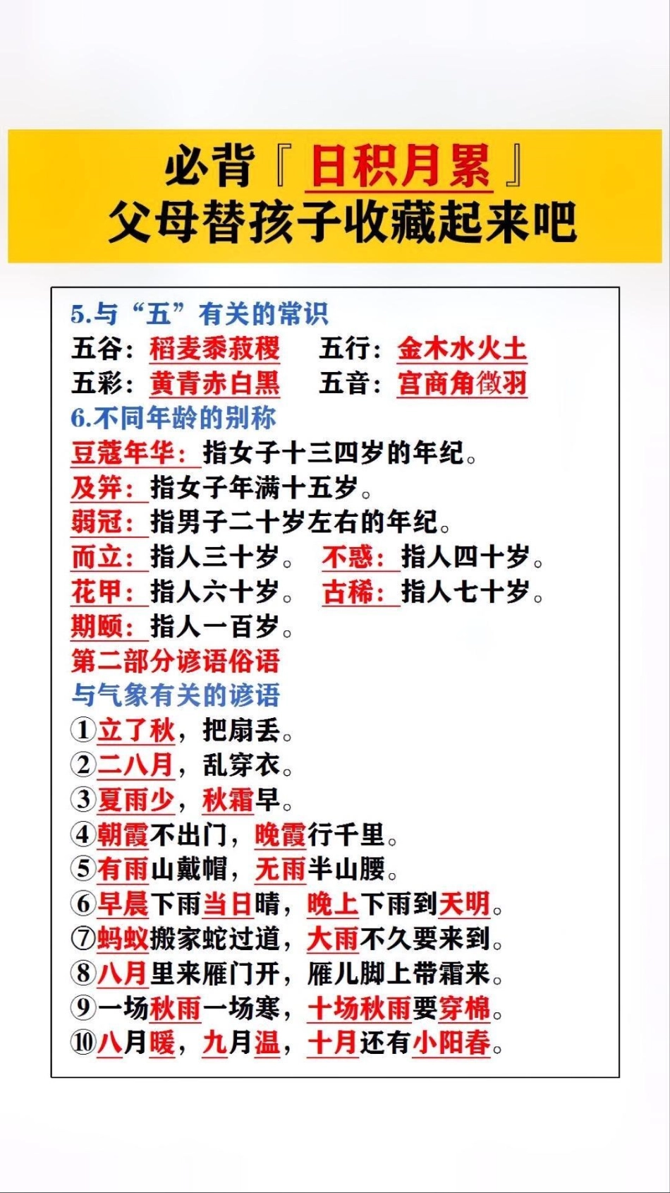 必备日积月累，父母替孩子保存起来吧！小学知识点归纳.pdf_第1页